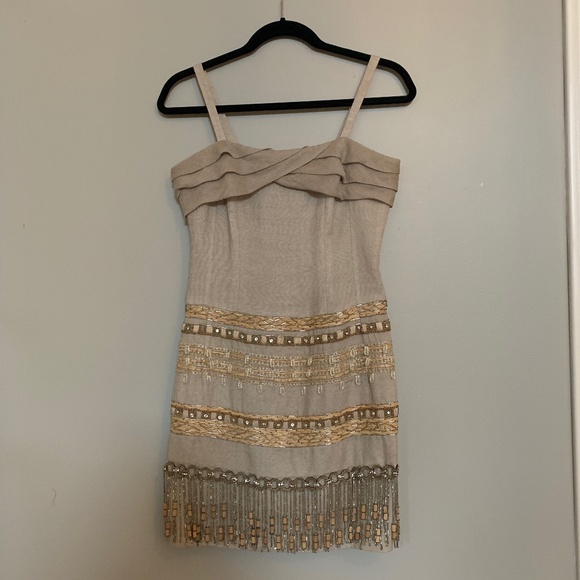 Nanette Lepore boho Beaded Linen mini dress - Picture 2 of 5